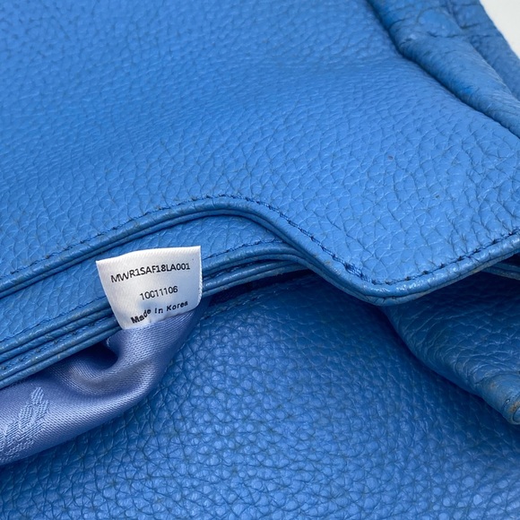 MCM Leather Pebbled Blue Two way bag - Picture 8 of 8